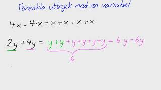 Åk 8  Adam  Variabler och uttryck  Förenkla uttryck med en variabel [upl. by Anemolihp650]
