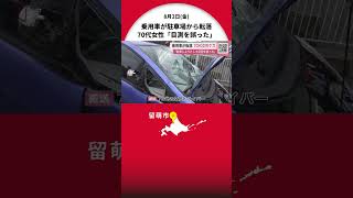 「バックで駐車しようとしたが目測を誤った」…70代女性が運転する乗用車が“のり面に転落”ゴミステーションに衝突し横倒し…女性は意識あり 北海道留萌市 [upl. by Theodosia514]