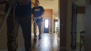 Hardwood Floor Maintenance Buffing out these hand scraped hardwood floors after applying paste wax [upl. by Roux]