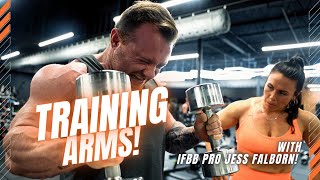 TRAINING ARMS WITH IFBB PRO JESS FALBORN bodybuilding workout armday [upl. by Sabelle611]