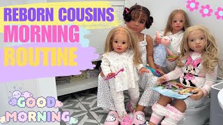 Reborn Doll ROLEPLAY Routine with FOUR Dolls 🥣🥛🪥 Morning Routine reborn roleplay dolls [upl. by Rehposirhc]