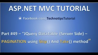 Part 49 Pagination using Skip and Take method  JQuery DataTable Server side [upl. by Gunner]