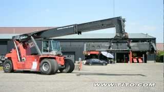 titocom  Kalmar reach stacker DRF 450 60 S5 rotating and sliding the spreader  wwwtitocom [upl. by Asuncion]