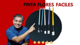 MIRA ESTA TÉCNICA PARA PINTAR FLORES Fáciles con PINTURA ACRILICA art onestroke [upl. by Geaghan]