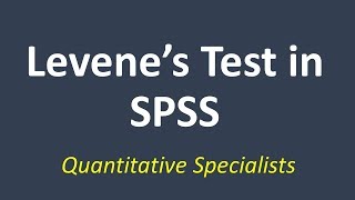 Interpreting Levenes Test in SPSS [upl. by Agle]