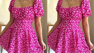 How to Cut and Sew a MILKMAID DRESS  TIERED DRESS Easiest Tutorial [upl. by Auhsot]