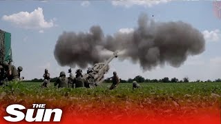 Ukrainian troops shell Russian targets with UKmade Howitzers [upl. by Bayer880]