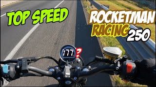 TOP SPEED VELOCIDAD MÁXIMA VENTO ROCKETMAN RACING 250🤩MAS DE 120 KMH😱🤩RIDER RIRRO CLUB🤩 [upl. by Ylnevaeh]