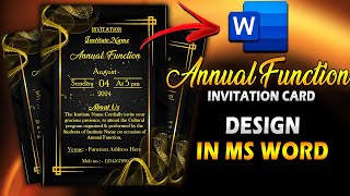 Annual Function Invitation Card Design in MS Word  detectiveeditxpert [upl. by Bradford]