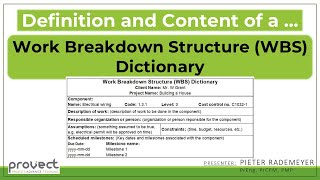 Work Breakdown Structure WBS Dictionary  Definition and Contents [upl. by Durgy]