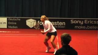 Sabine Lisicki amp Samantha Stosur double service game  Porsche Tennis Grand Prix 2011 [upl. by Haon747]