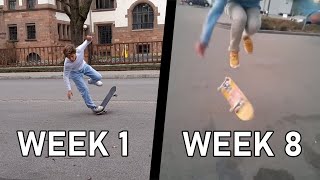 MY 2 MONTH SKATEBOARDING PROGRESSION from nothing to bigspins etc [upl. by Eirolav]