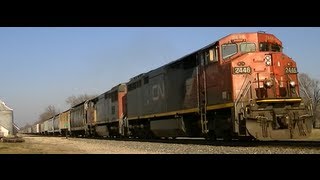 Trains of the Midwest with CN and railroad radio [upl. by Akinirt]