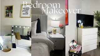 BEDROOM MAKEOVERTRANSFORMATION   aesthetic and vibey  back from college redecorating [upl. by Kimmy]