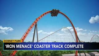 Dorney Parks Iron Menace roller coaster track complete [upl. by Rodrick]