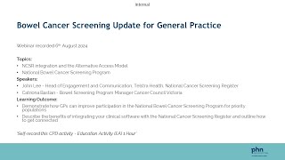 Bowel Cancer Screening Update for General Practice [upl. by Meakem]