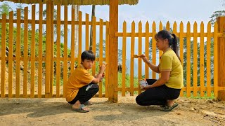 How to paint wooden fence gates  build wooden fence gates to protect 2storey bamboo houses [upl. by Ynamreg]