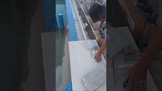 How to install marble on the side of the pool step by stepPart 1 [upl. by Meehyrb]