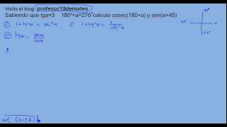 TRIGONOMETRÍA conocida la tangente calcular ejercicios resueltos parte 1 [upl. by Emelda]