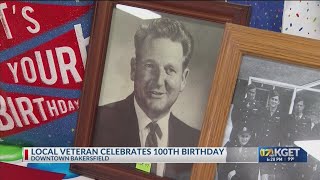 Bakersfield veteran celebrates 100th birthday in downtown Bakersfield [upl. by Sollie949]