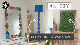 4 DIY UPCYCLING IDEEN für dein ZUHAUSE Stehlampe Spiegel Leinwand zu DESIGN Objekt umgestalten [upl. by Arretahs128]