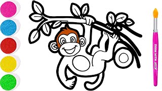 Drawing and Coloring a Monkey Easy  Step by Step [upl. by Schecter50]