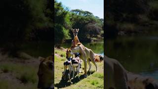 A Lioness Shows Kindness to a Strange Creature Leaving the Giraffe in Shock wildwonders [upl. by Rednasxela]