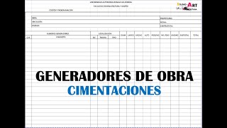 ¿COMO HACER GENERADORES DE OBRA Partida 2 Cimentaciones [upl. by Neelrahc]