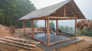 Move bamboo and wood to the shack Build a house with cement  Life Outside Freedom Phuc Sua [upl. by Alyekahs]