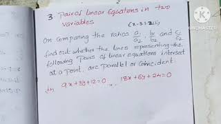 10th Class Maths New book  Chapter3 Pair of Linear Equations in two variables Exercise  31 [upl. by Drhacir]