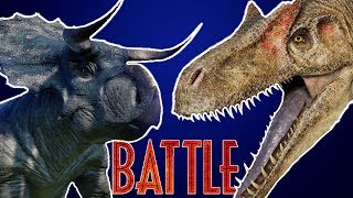 Nasutoceratops vs Allosaurus Battle at Big Rock dinosaur fight [upl. by Ormand]