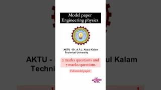 Model paper  engineering physics 1st year btech aktu aktu btech importantquestions [upl. by Juan]