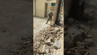 Hand Demolition of a Block Wall A LaborIntensive Process shorts youtubeshorts [upl. by Rizzo]