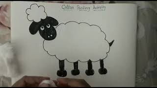 cotton pasting activity  cotton pasting art  cotton pasting on sheep [upl. by Inirt]