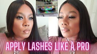 APPLY 25MM LASHES LIKE A PRO  How To Apply False Strip Lashes [upl. by Dallman105]