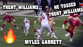 Trent Williams Vs Myles Garrett 🔥 Trent Williams GETS THROWN 😱 OL vs DL 49ers Vs Browns 2023 [upl. by Trudi]