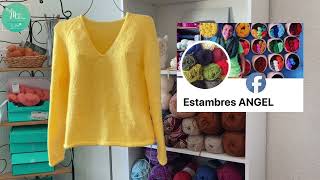 Teje Tu Primer SUÉTER CUELLO V Jersey topdow tutorial dosagujas [upl. by Eisen]