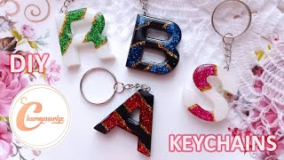 DIY Epoxy Resin Craft and Accessories  Making Resin Alphabet Letter Keychain  Colorful Glitters [upl. by Eciralc995]