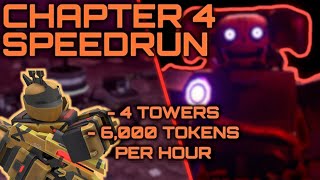 Chapter 4 Nightmare Solo Speedrun  6000 Tokens Per Hour  4 Towers Only  Tower Defense X  Roblox [upl. by Terag]