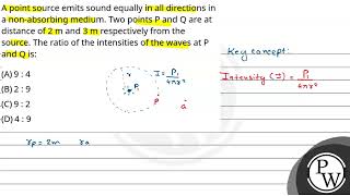 A point source emits sound equally in all directions in a nonabsorbing medium Two points P and [upl. by Geerts]