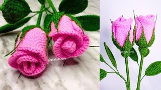 flores tejido rosa realista 🌹en crochet o ganchillo [upl. by Yenial]