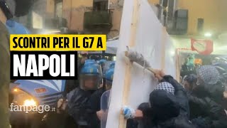 G7 Difesa Napoli al corteo scontri con la polizia e lacrimogeni sotto la pioggia [upl. by Schwing218]