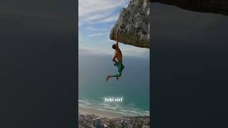 Wow 9 year old climbing an overhang V6 boulder bouldering [upl. by Fillender]