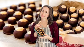 Buckeye Recipe Chocolate Dipped Peanut Butter Balls without Shortening [upl. by Ydnal]