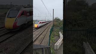 TWO LNER CLASS 800S PASSES HURN ROAD FOOTBRIDGE WITH HORN 10TH NOVEMBER 2O24 [upl. by Kcirddec]