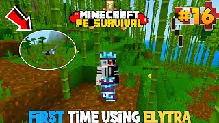 First Time Using Elytra In Minecraft PE  Minecraft 16 [upl. by Shinberg]