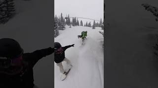 SNOWBOARDER VS SKI BIKE COLLISION [upl. by Pergrim617]