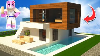 CÓMO HACER UNA CASA MODERNA RESIDENCIAL EN MINECRAFT  TUTORIAL EN ESPAÑOL 🏠 FÁCIL 52 [upl. by Ruth]