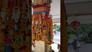 Beautifully Decorated City Pillar Shrines Lak Muang in Front of Chao Por Lak Muang Khon Kaen [upl. by Chura]