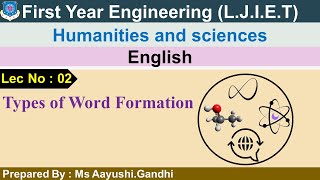 Lec02Types of Word Formation  English  First Year Engineering [upl. by Eemak765]